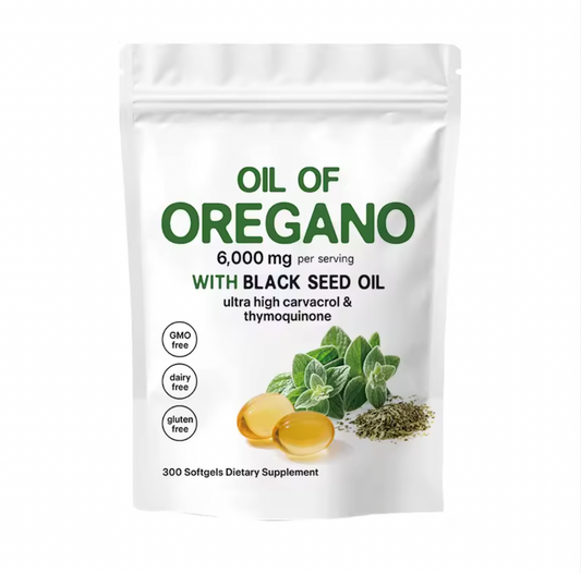 300 capsulas de extracto de aceite de orégano orgánico y aceite de semilla negra 6000mg